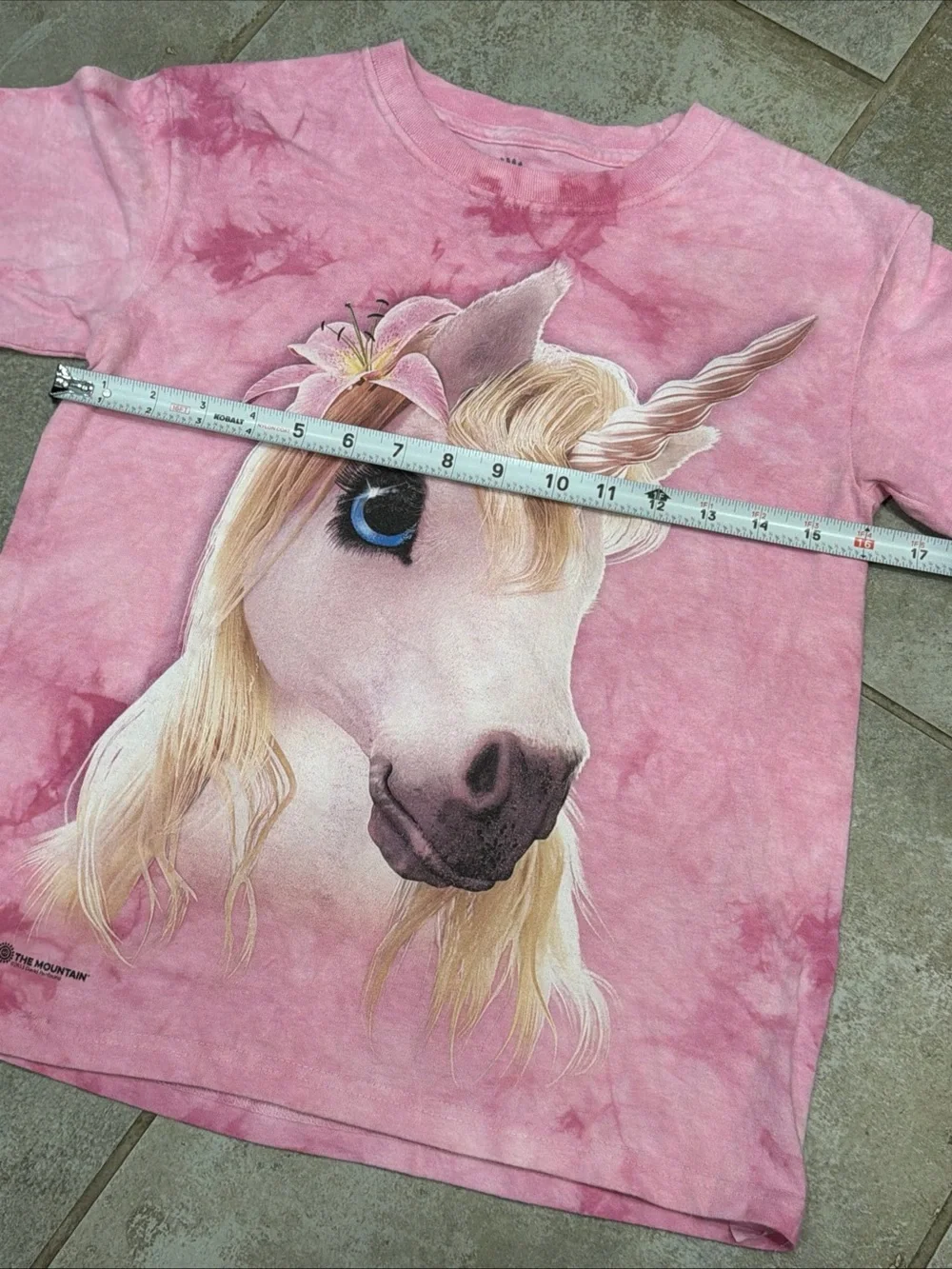 Girls The Mountain Pink Summer Unicorn Tie Dye T-Shirt Size Large